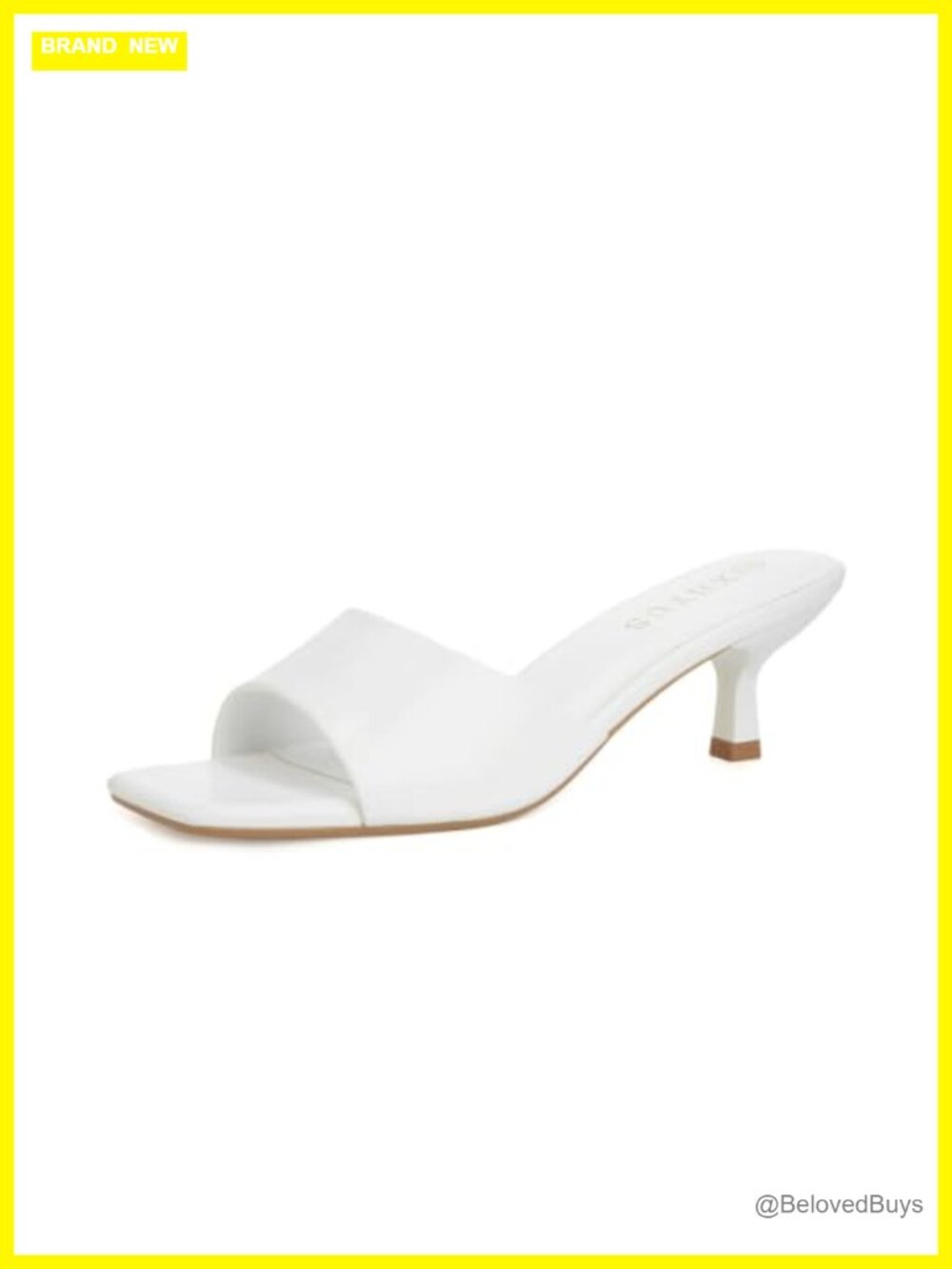 Faux Leather Kitten Heel Mule Sandals Slip On Square Toe Wedding Heels